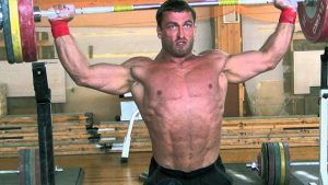 man doing a weight lift