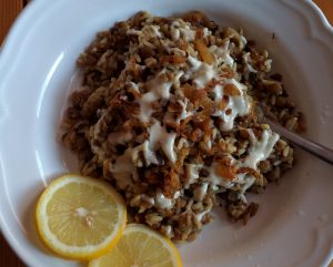 rice lunch with lemon citrus