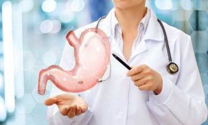 doctor with stomach illustration