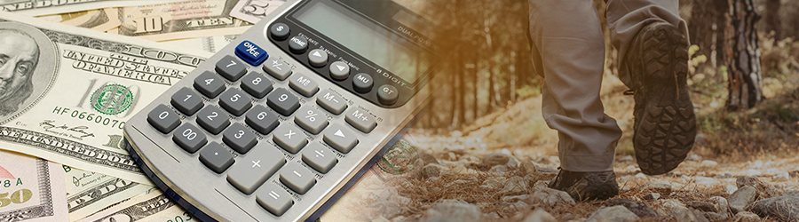 Money, Calculator and Boot