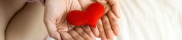 woman holding a heart toy with her two hands