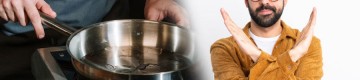 a pan, and a man doing a cross arm